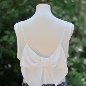 The Blue Door- White Blouse w/ Bow Back- Size M